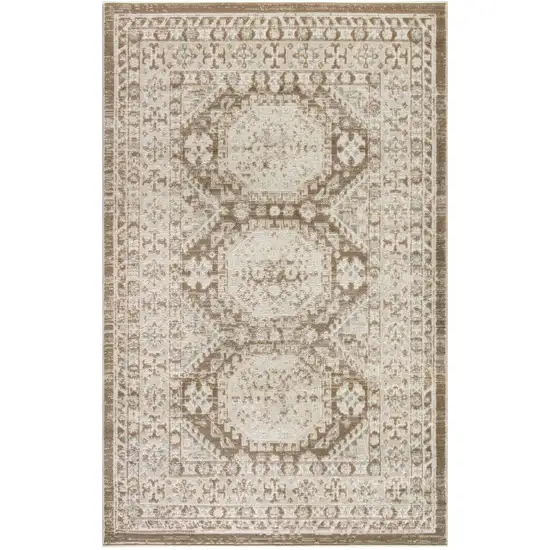 Brown Geometric Distressed Area Rug Photo 1