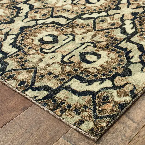 Brown Geometric Distressed Area Rug Photo 4