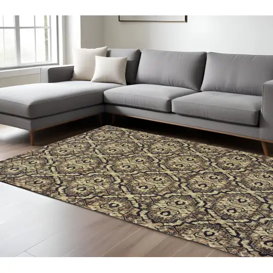 Brown Geometric Distressed Area Rug Photo 1