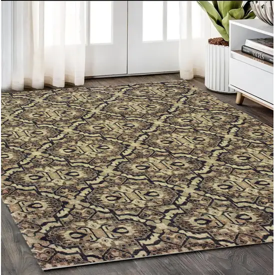 Brown Geometric Distressed Area Rug Photo 1