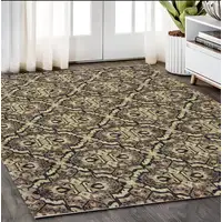 Photo of Brown Geometric Distressed Area Rug