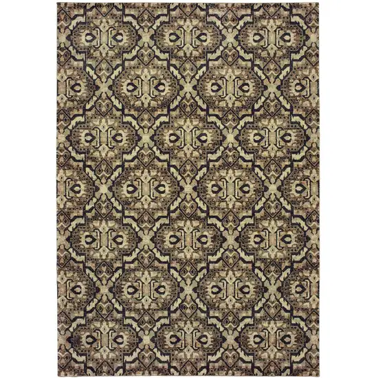 Brown Geometric Distressed Area Rug Photo 2