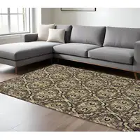 Photo of Brown Geometric Distressed Area Rug