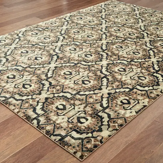 Brown Geometric Distressed Area Rug Photo 5