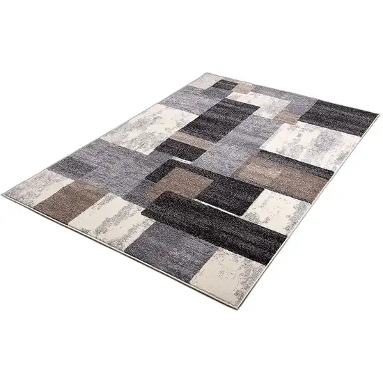 Brown Geometric Power Loom Runner Rug Photo 1