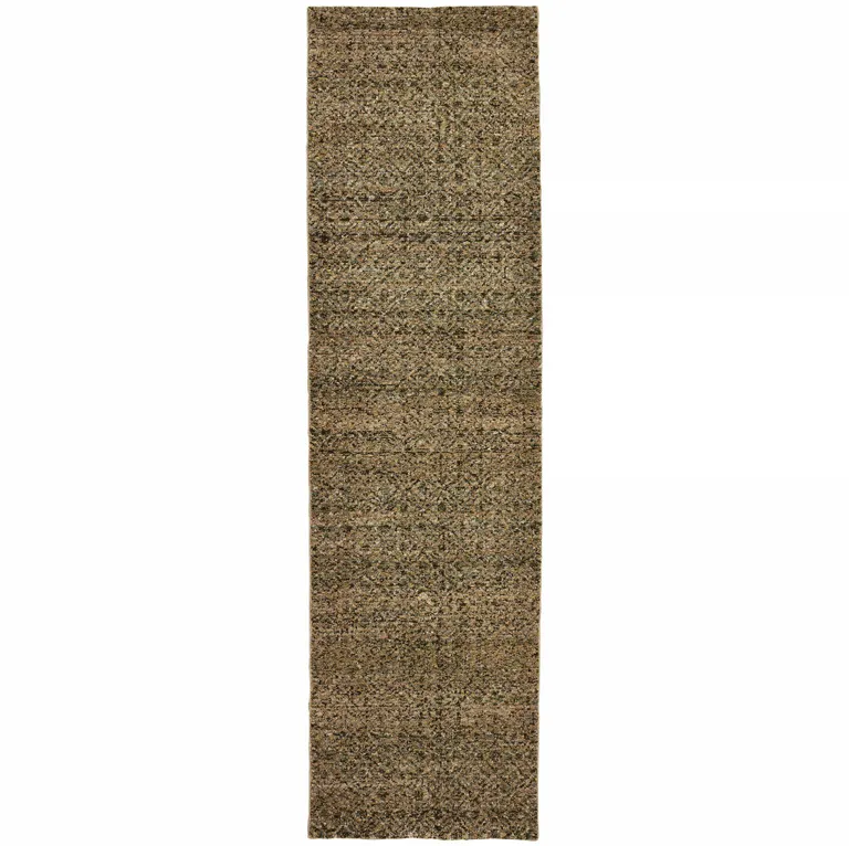 Brown Geometric Power Loom Runner Rug Photo 1