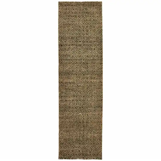 Brown Geometric Power Loom Runner Rug Photo 1