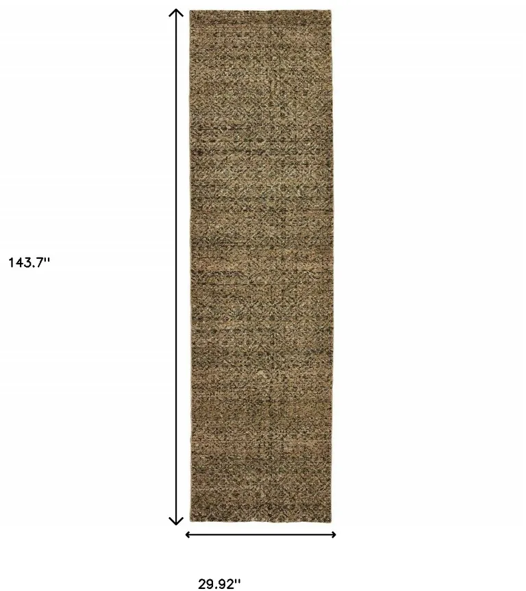 Brown Geometric Power Loom Runner Rug Photo 5