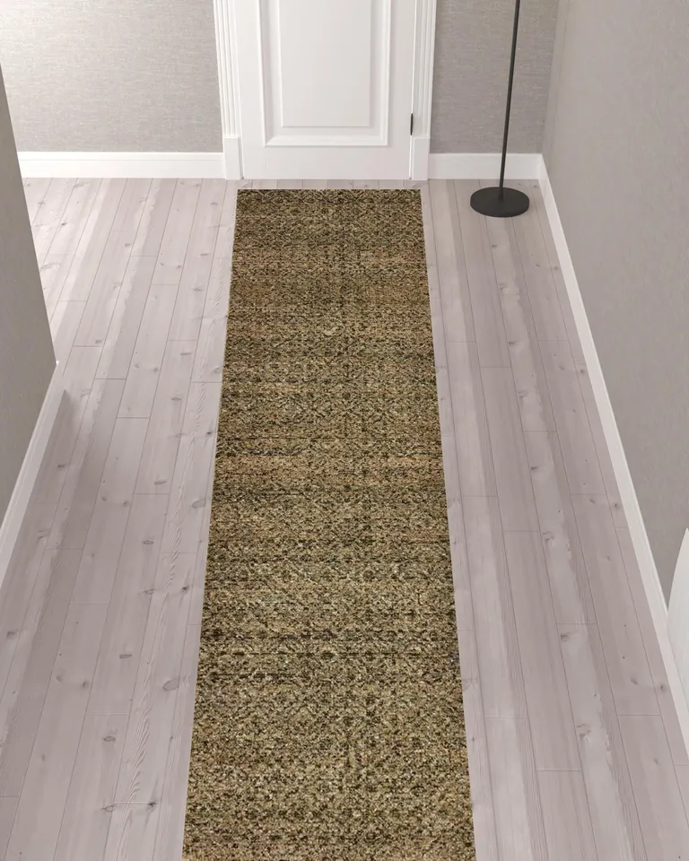 Brown Geometric Power Loom Runner Rug Photo 2