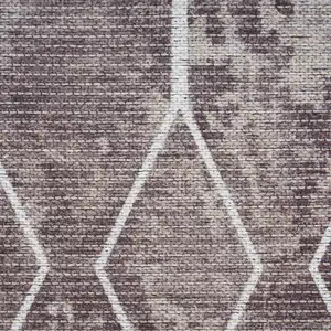 Photo of Brown Geometric Power Loom Washable Runner Rug