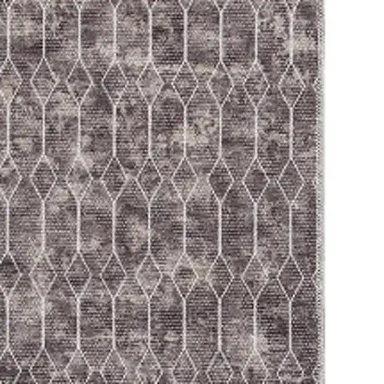 Brown Geometric Power Loom Washable Runner Rug Photo 8