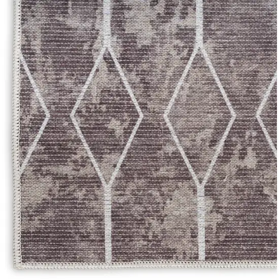 Brown Geometric Power Loom Washable Runner Rug Photo 5