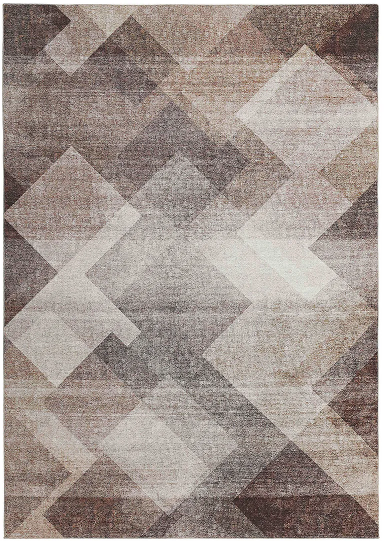 Brown Geometric Stain Resistant Area Rug Photo 5