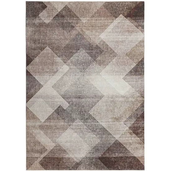 Brown Geometric Stain Resistant Area Rug Photo 5