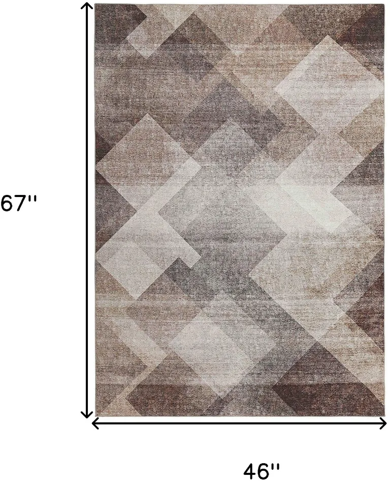 Brown Geometric Stain Resistant Area Rug Photo 4