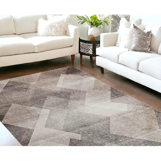 Brown Geometric Stain Resistant Area Rug Photo 2