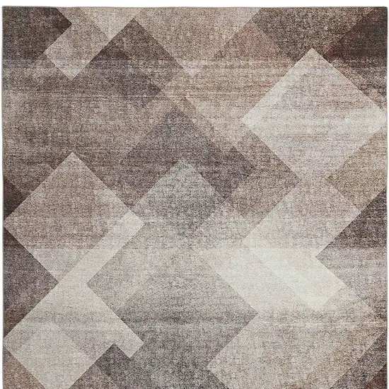 Brown Geometric Stain Resistant Area Rug Photo 5