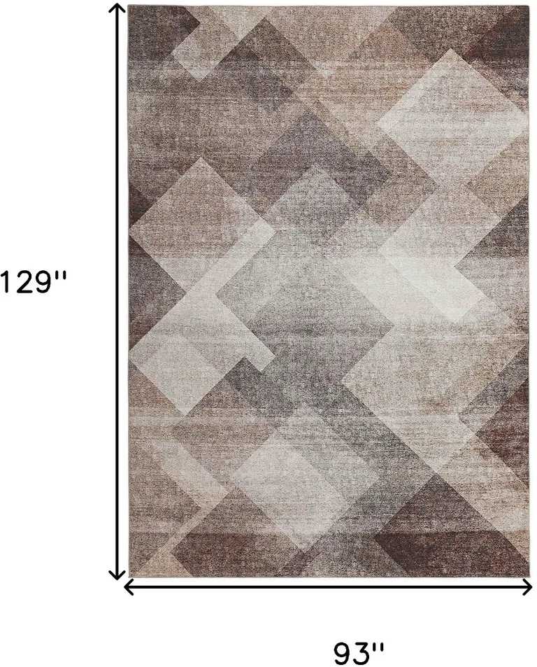 Brown Geometric Stain Resistant Area Rug Photo 4