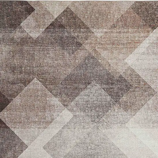 Brown Geometric Stain Resistant Area Rug Photo 4