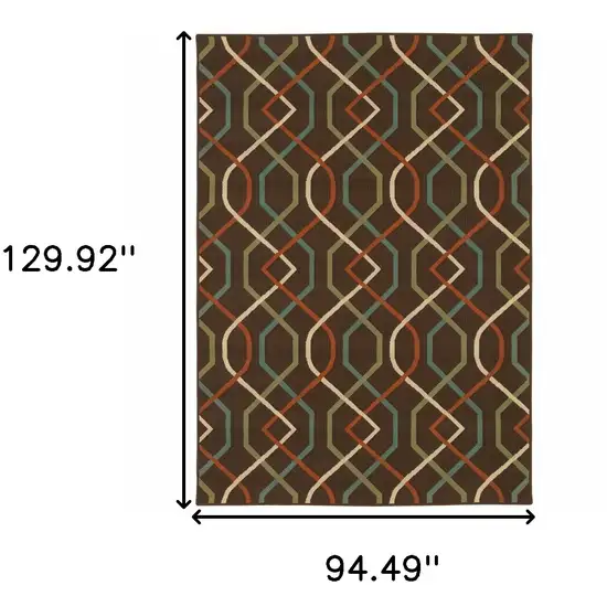 Brown Geometric Stain Resistant Indoor Outdoor Area Rug Photo 5