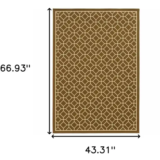 Brown Geometric Stain Resistant Indoor Outdoor Area Rug Photo 6