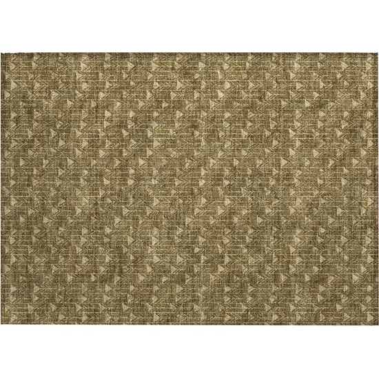 Brown Geometric Washable Non Skid Indoor Outdoor Area Rug Photo 2