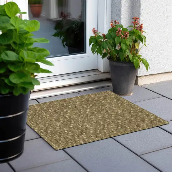 Brown Geometric Washable Non Skid Indoor Outdoor Area Rug Photo 9