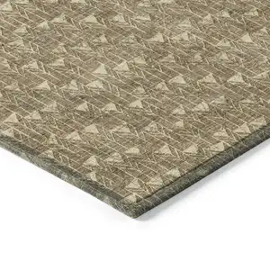 Photo of Brown Geometric Washable Non Skid Indoor Outdoor Area Rug