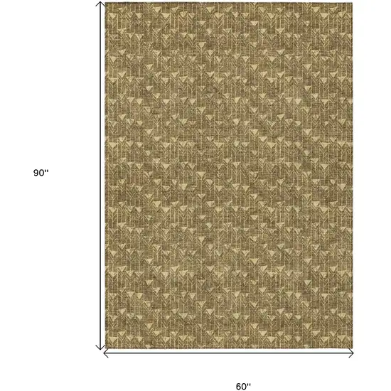 Brown Geometric Washable Non Skid Indoor Outdoor Area Rug Photo 3