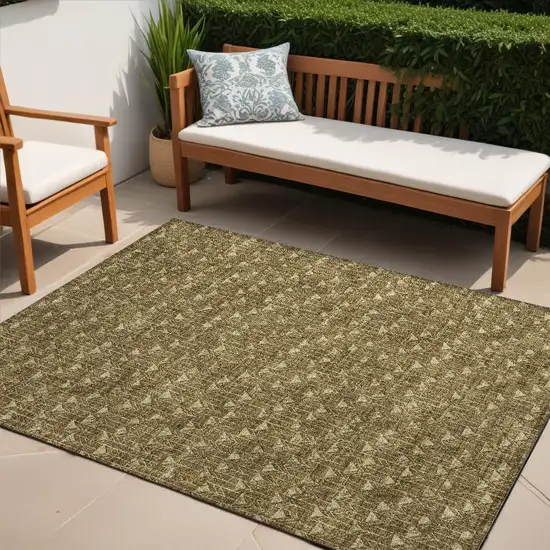 Brown Geometric Washable Non Skid Indoor Outdoor Area Rug Photo 1