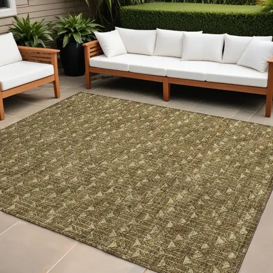 Brown Geometric Washable Non Skid Indoor Outdoor Area Rug Photo 1