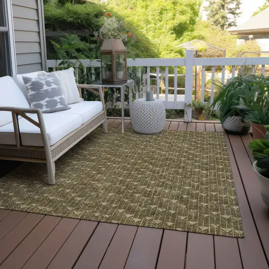 Brown Geometric Washable Non Skid Indoor Outdoor Area Rug Photo 9