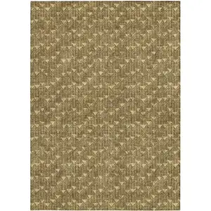 Photo of Brown Geometric Washable Non Skid Indoor Outdoor Area Rug