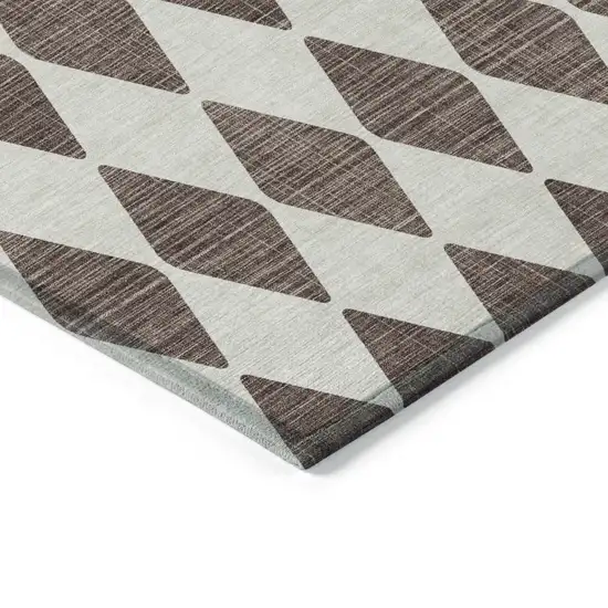 Brown Geometric Washable Non Skid Indoor Outdoor Area Rug Photo 4