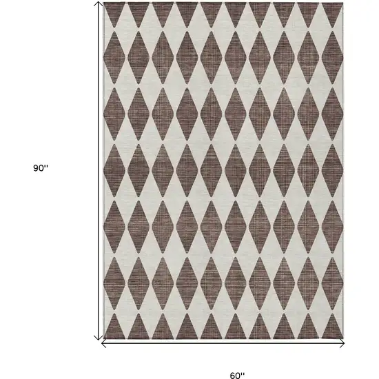 Brown Geometric Washable Non Skid Indoor Outdoor Area Rug Photo 3