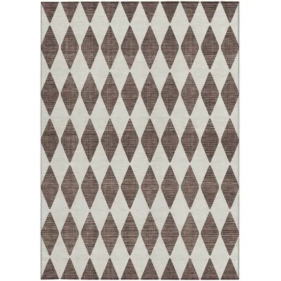 Brown Geometric Washable Indoor Outdoor Area Rug Photo 5