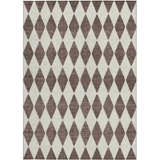 Brown Geometric Washable Non Skid Indoor Outdoor Area Rug Photo 5