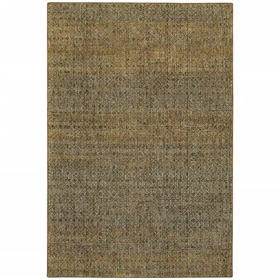 Brown Gold Rust Blue And Green Geometric Power Loom Stain Resistant Area Rug Photo 1