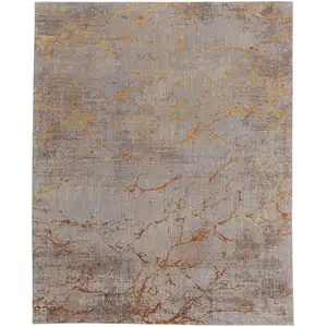 Photo of Brown Gold and Gray Abstract Power Loom Area Rug