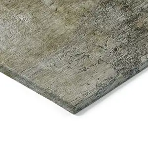 Photo of Brown Gray And Silver Abstract Washable Indoor Outdoor Area Rug