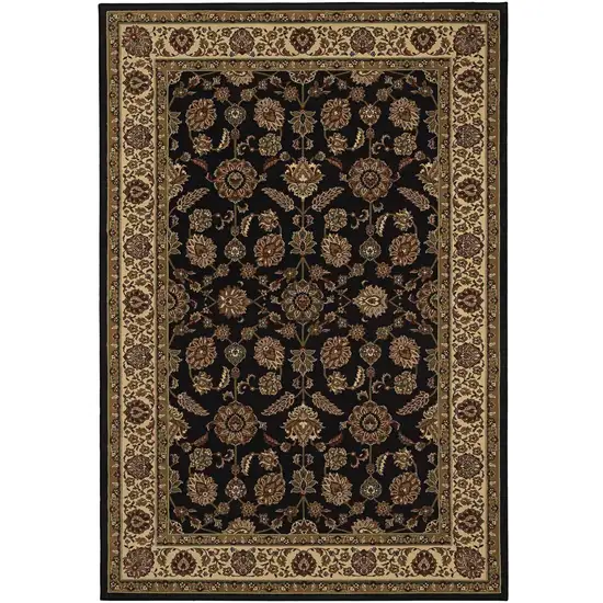 Brown Ivory And Black Oriental Area Rug Photo 4