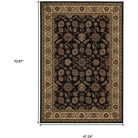 Brown Ivory And Black Oriental Area Rug Photo 3