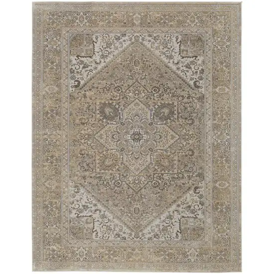 Brown Ivory And Tan Floral Power Loom Distressed Area Rug Photo 1