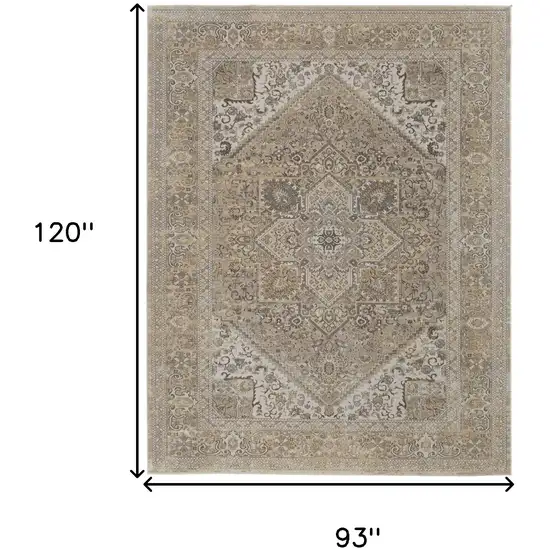 Brown Ivory And Tan Floral Power Loom Distressed Area Rug Photo 10