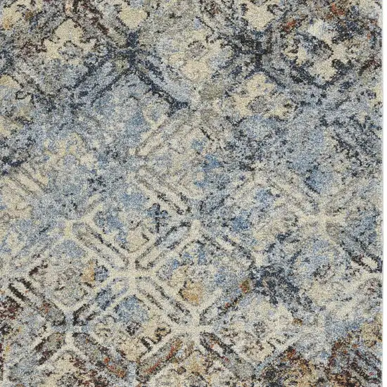 Brown Light Blue And Gray Distressed Diamond Area Rug Photo 3