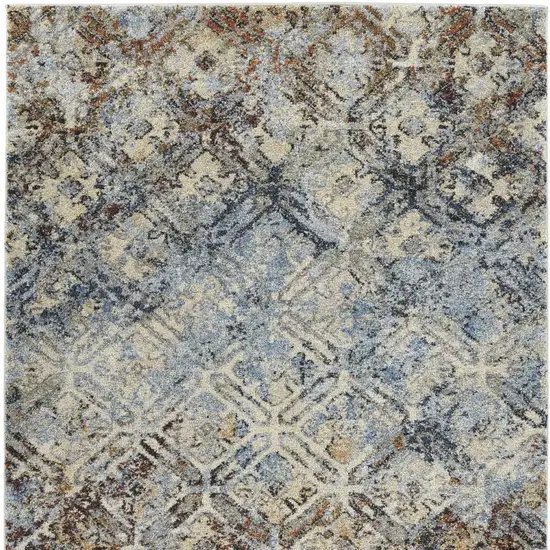 Brown Light Blue And Gray Distressed Diamond Area Rug Photo 4