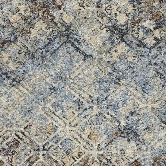 Brown Light Blue And Gray Distressed Diamond Area Rug Photo 3