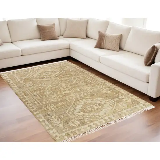 Brown Medallion Hand Woven Area Rug Photo 1