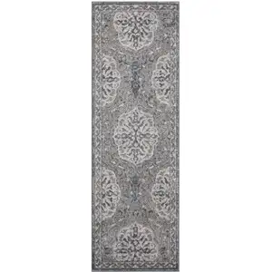 Photo of Brown Medallion Power Loom Runner Rug