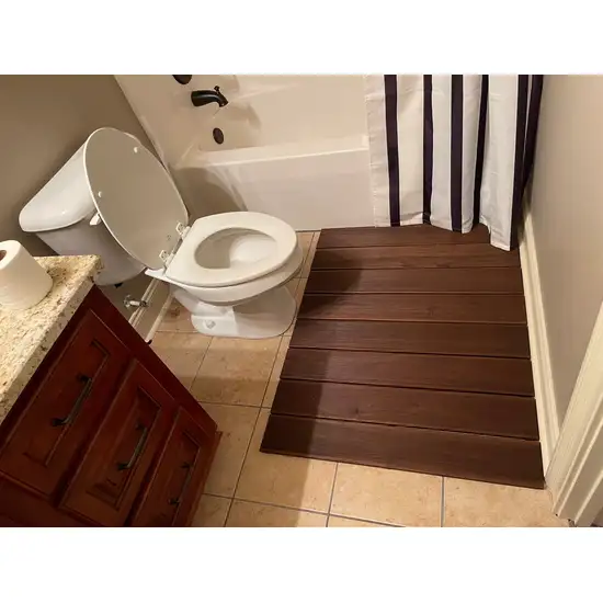 Brown Non Slip Wood Plank Bath Floor Mat Photo 6